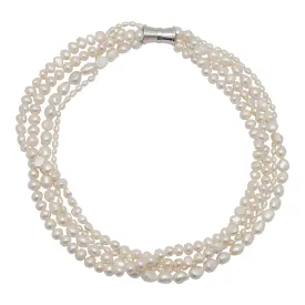 104-01 | WHITE 4-STRAND BAROQUE MIX PEARL NECKLACE