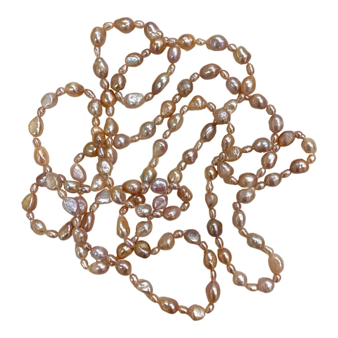 114-02 | PINK 60" ALTERNATING BAROQUE NECKLACE