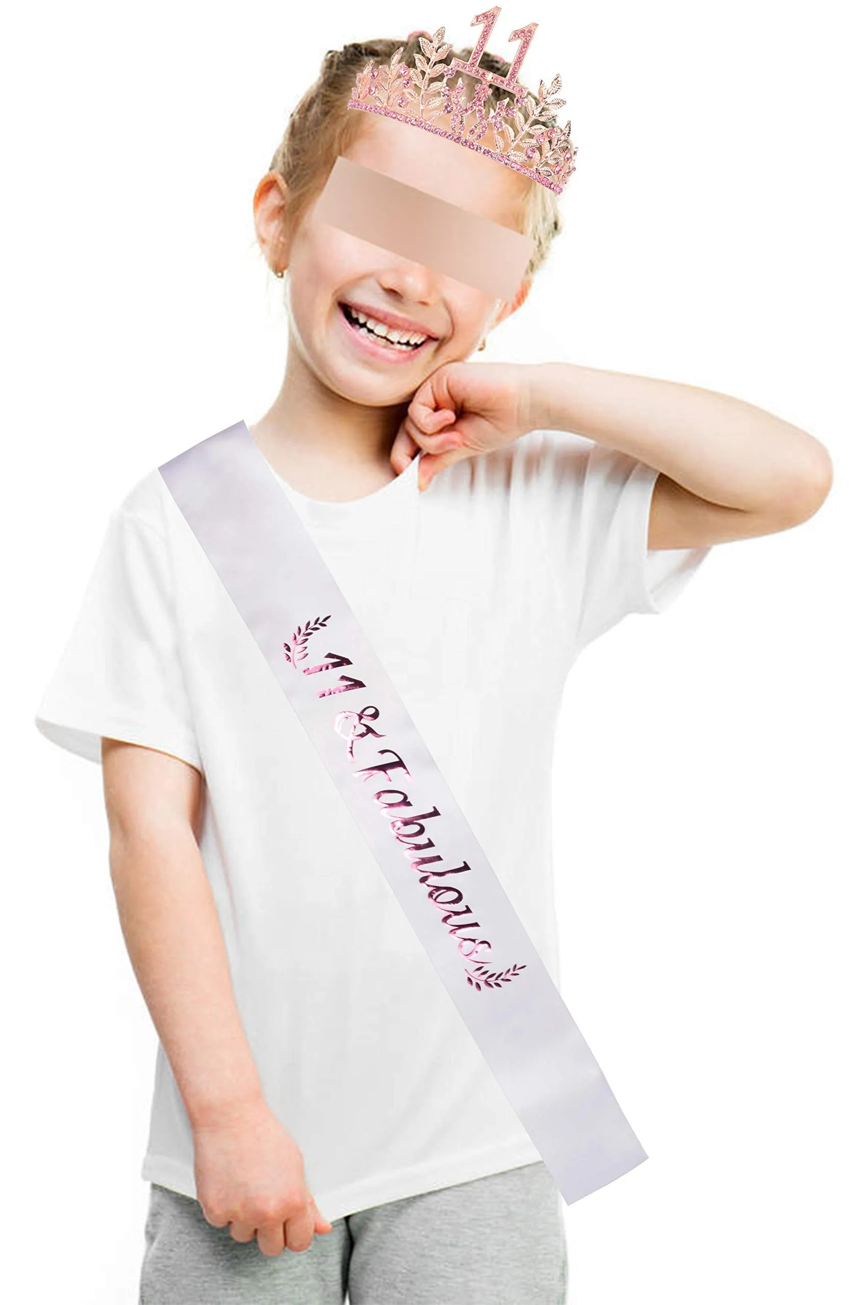 11th Birthday Gifts for Girls, 11th Birthday Tiara and Sash, 11 Fabulous Sash and Crystal