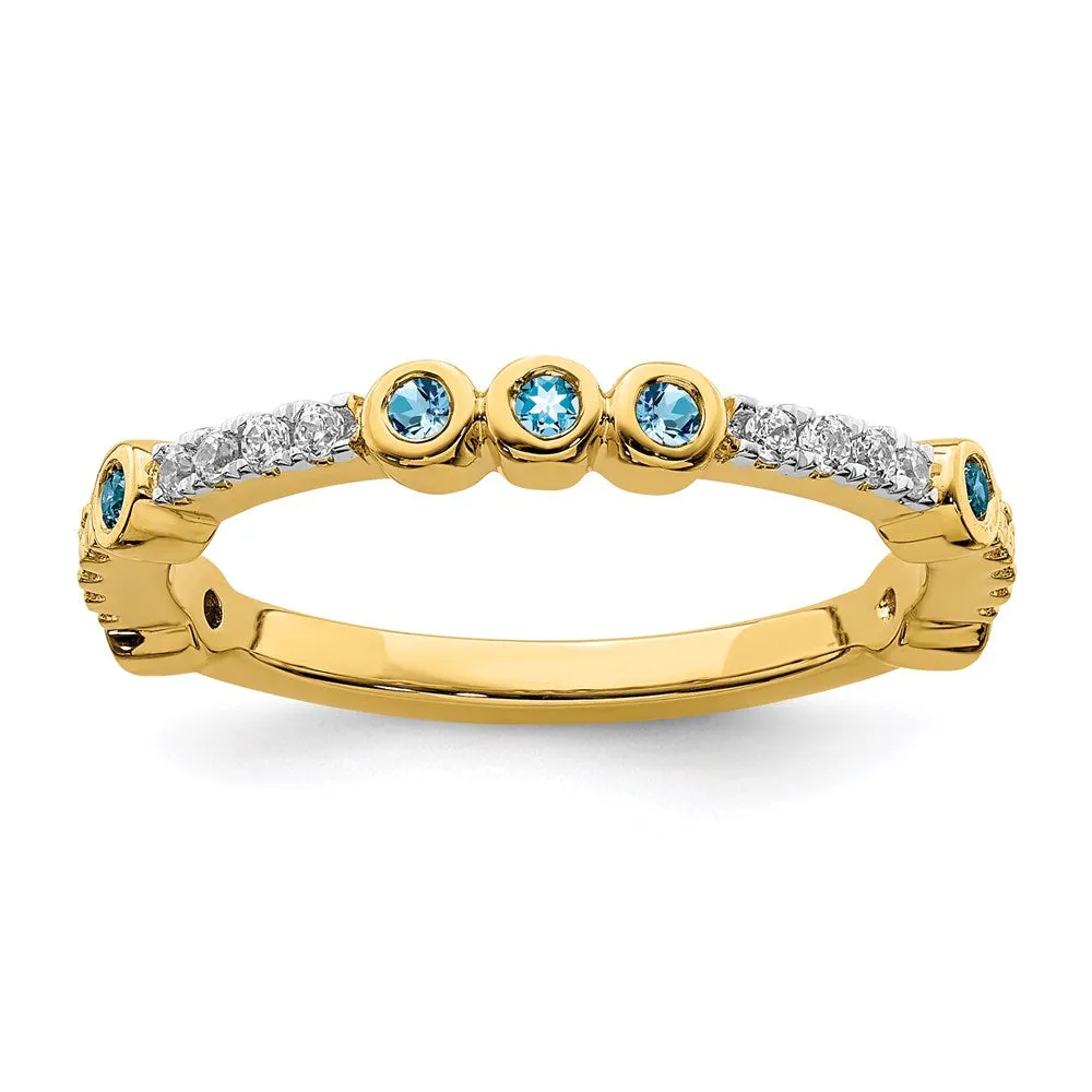 14k Stackable Expressions Blue Topaz and Diamond Ring | SK2075