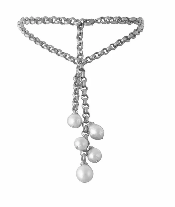 156-01-S | TURKISH SILVER & WHITE WILD PEARL WATERFALL