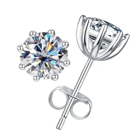 2.0/4.0CTTW  D Color VVS1 Moissanite Earrings 925 Sterling Silver 8-Prong Stud Earrings