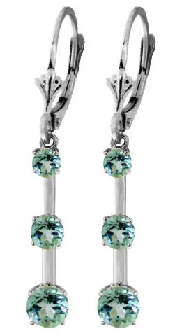 2.5 Carat 14K Solid Yellow Gold Generoity Blue Topaz Earrings