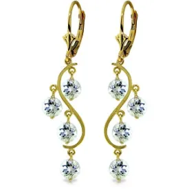 4.5 Carat 14K Solid Yellow Gold Grape Aquamarine Earrings