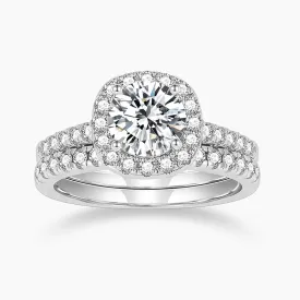 925 Sterling Silver Bridal Round Cubic Zirconia Ring Set