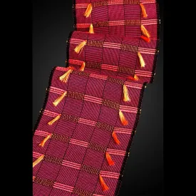 Africa Scarf in Magenta Tangerine and Pumpkin, Sosumi Weaving by Pamela Whitlock