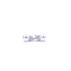 Ashley Gold Sterling Silver MIni CZ And Pearl Stud Earrings