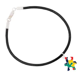 Autism Colored Puzzle Piece Leather Cord Bracelets