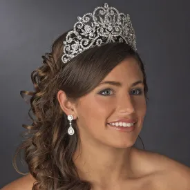 Big Vintage Inspired Royal Crystal & Center CZ Bridal Tiara Crown