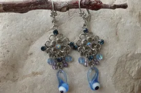 Blue eye earrings