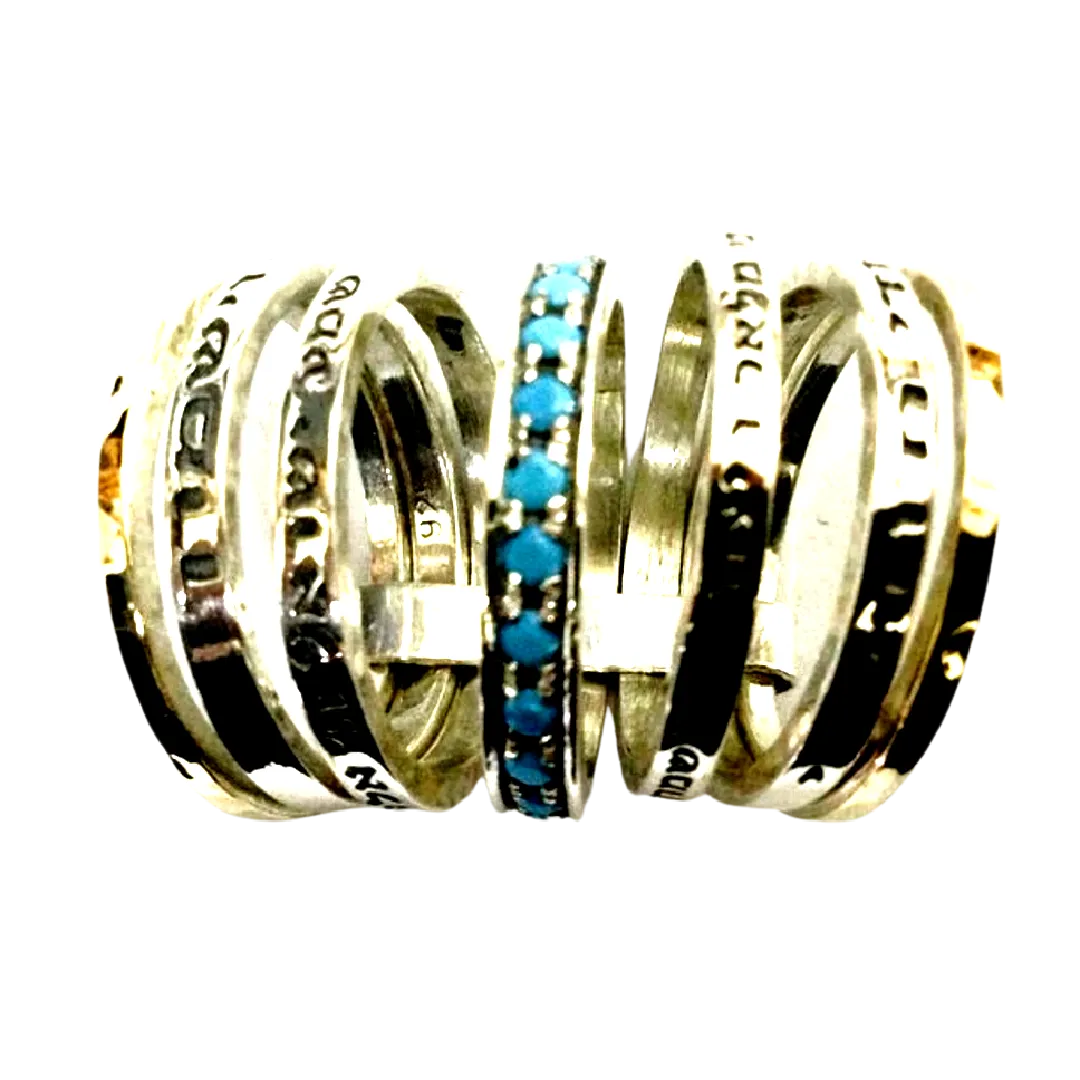 Bluenoemi Israeli Jewelry / Bless Prayer & Poesie Ring / Spinner Rings / Fidget rings for Woman