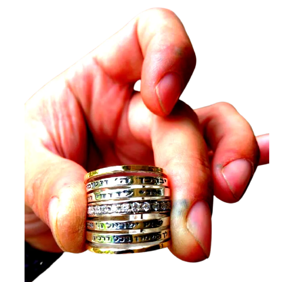 Bluenoemi Israeli Jewelry / Bless Prayer & Poesie Ring / Spinner Rings / Fidget rings for Woman