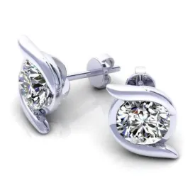 Captivating 0.50CT Round Cut Diamond Stud Earrings in 14KT White Gold