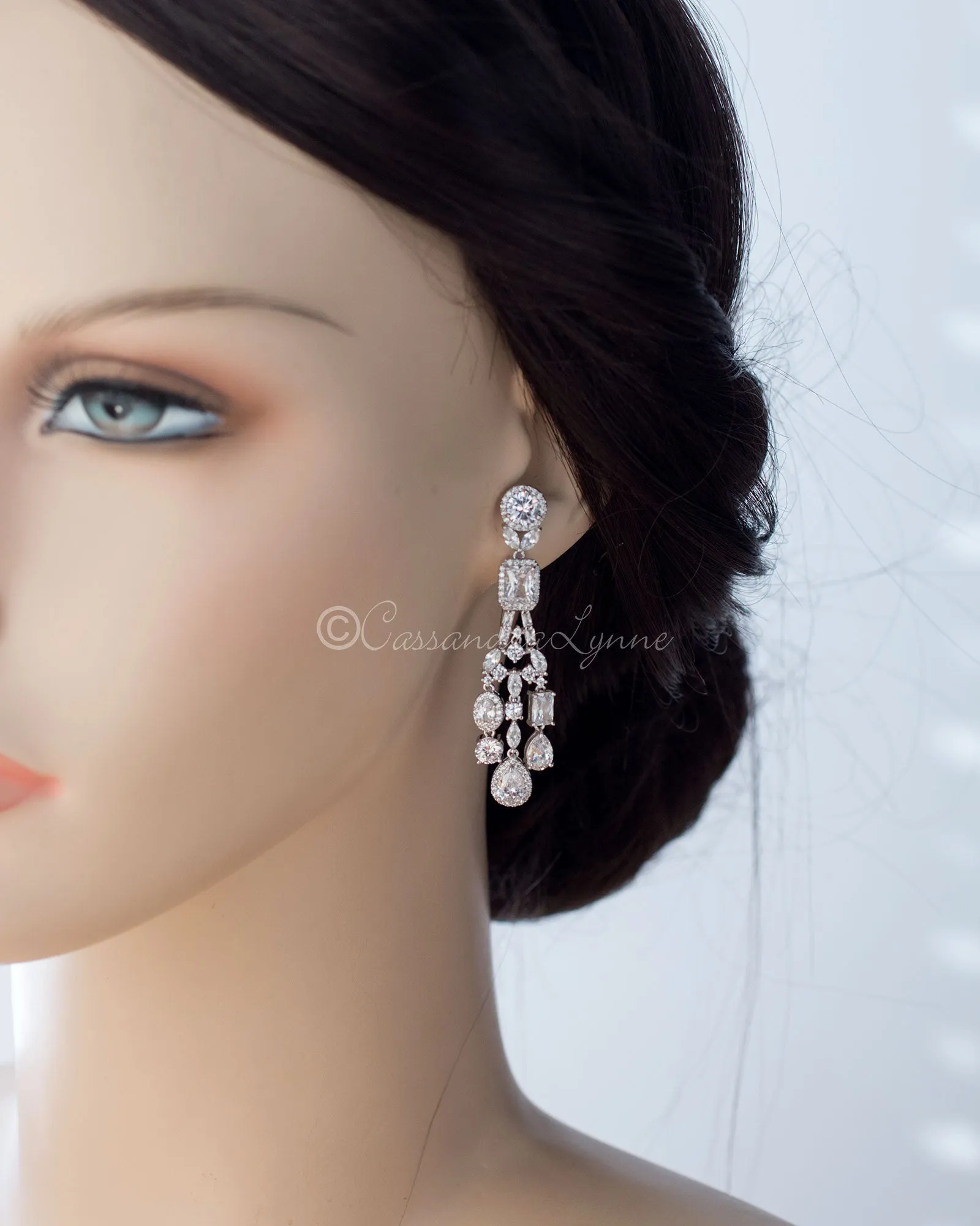 CZ Chandelier Bridal Earrings