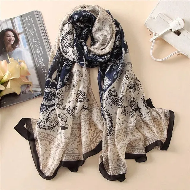 Fashion Silk Scarf Printed Bandana Shawl #LZ242