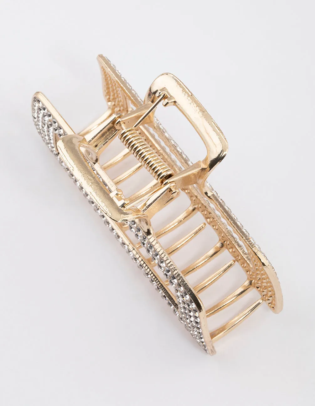 Gold Dazzling Rectangle Hair Claw Clip