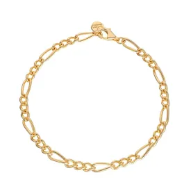 Gold Plated Large Linked Figaro Charm Bracelet