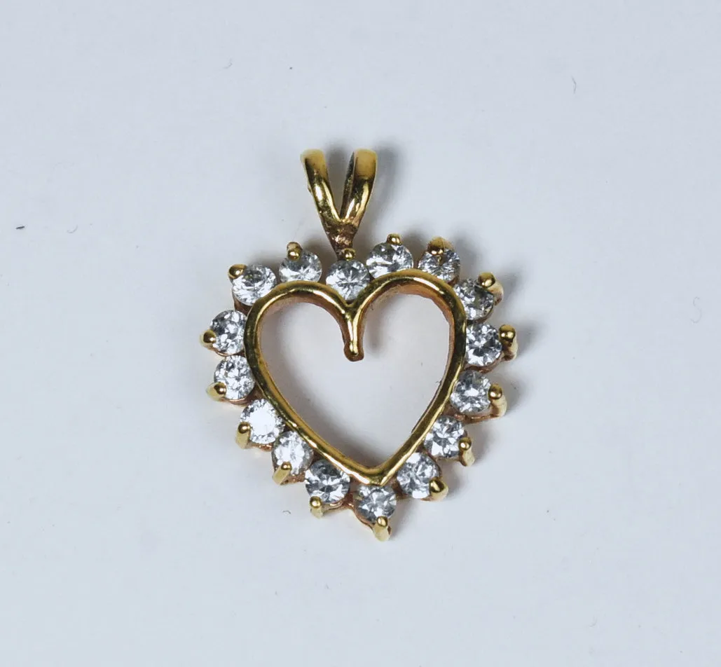 Gold Tone Crystal Studded Heart Pendant