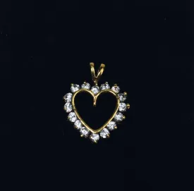 Gold Tone Crystal Studded Heart Pendant