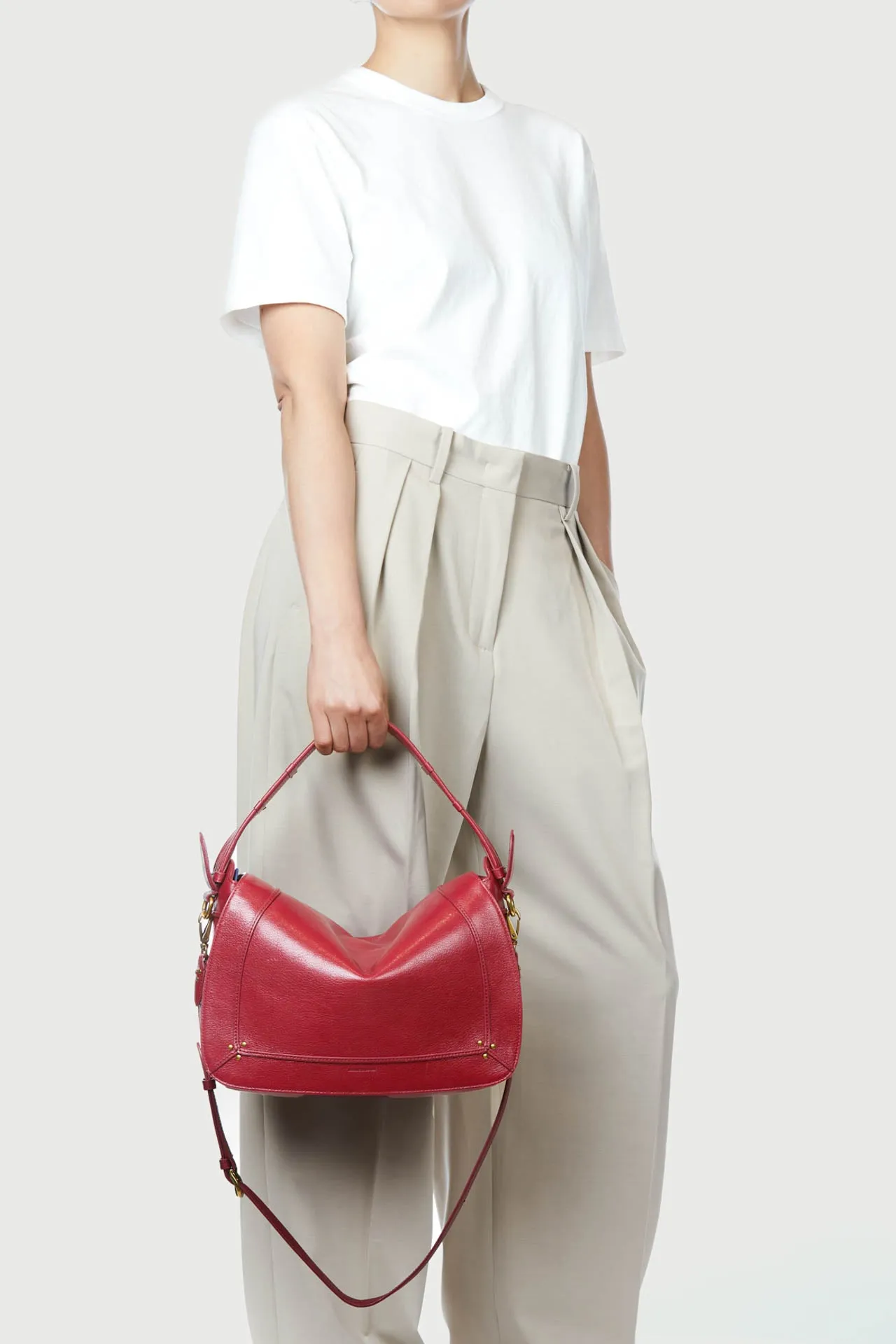 JEROME DREYFUSS SHOULDER BAG PEPITO L CH RED