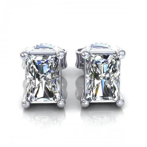 Limited edition 1.00CT Radiant Cut Diamond Stud Earrings in 14KT White Gold