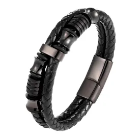 Men's Genuine Leather Double Rope Bracelet