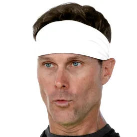 Men's Headbands Cotton Jersey 3" Wide Sports Fitness Yoga Made in the USA White