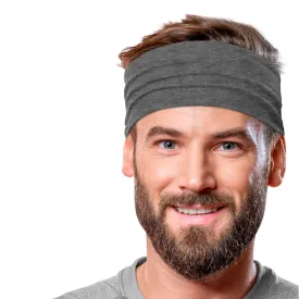 Men's Headbands Cotton Jersey 5" Wide Sports Fitness Yoga Made in the USA Heather Charcoal