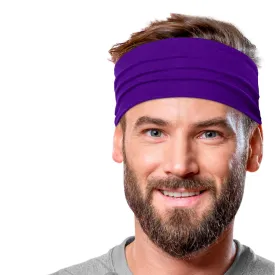 Men's Headbands Cotton Jersey 5" Wide Sports Fitness Yoga Made in the USA Purple