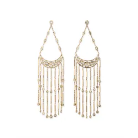 MULTI SHAPE DIAMOND CRESCENT SMOOTH BAR CHANDELIER EARRINGS