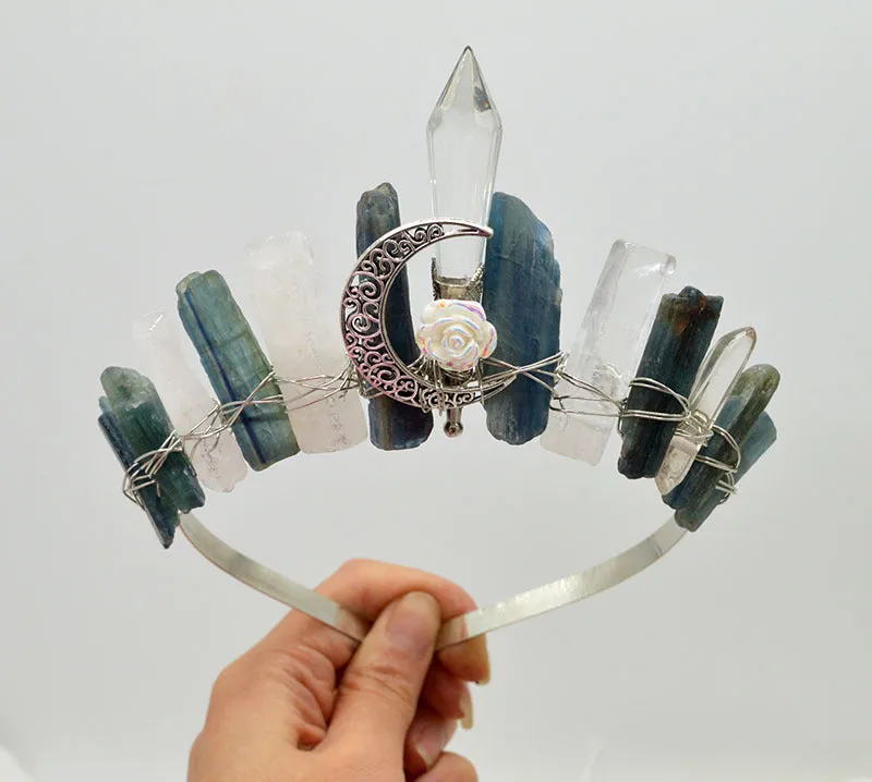 Natural Crystal,Handmade Crown Hair Accessories