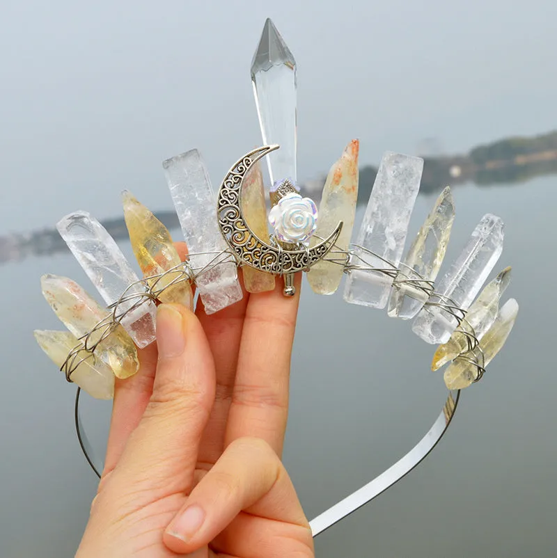 Natural Crystal,Handmade Crown Hair Accessories