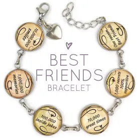 One Reason, Best Friends - Friendship Bracelet - Stainless Steel Charm Bracelet with Heart Charm