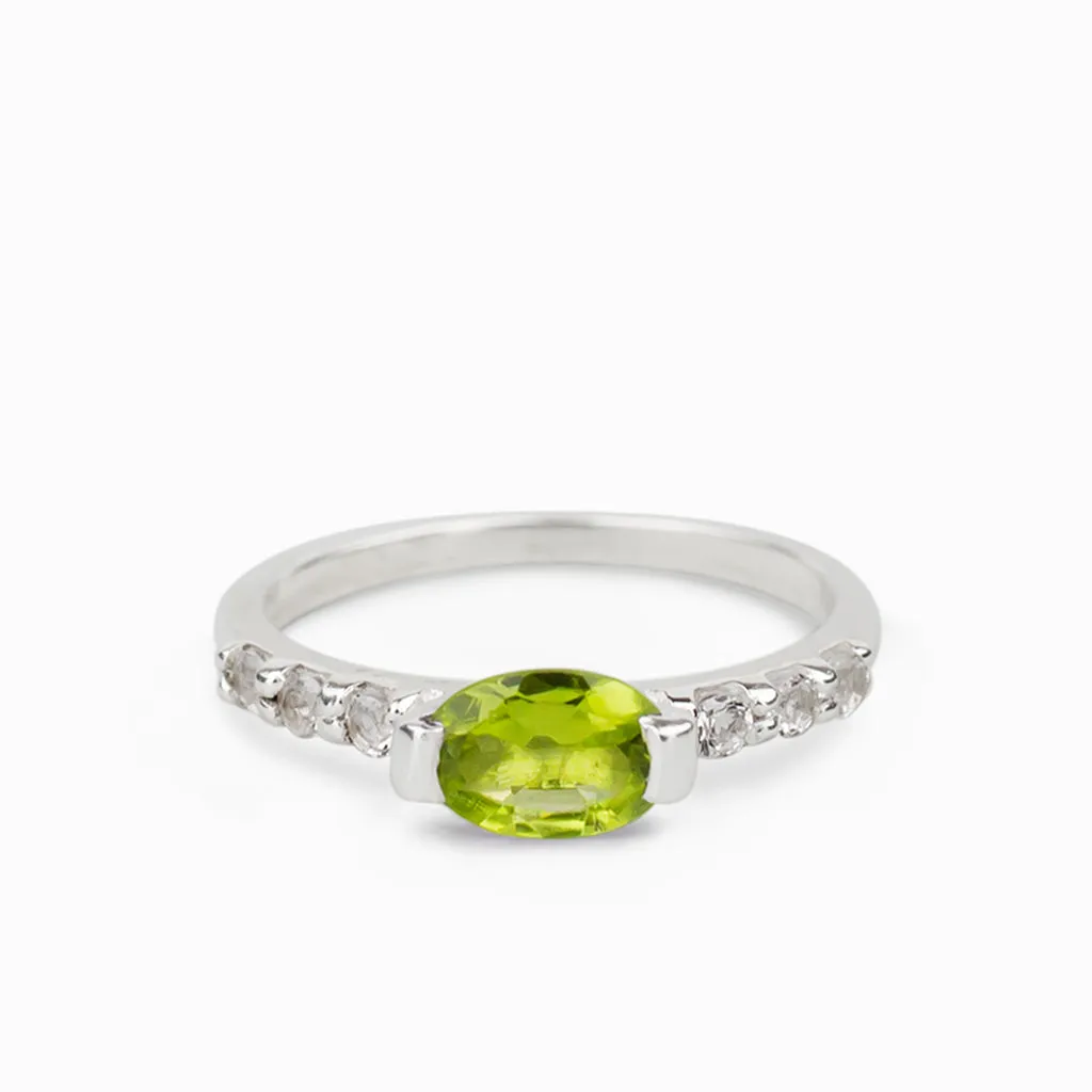 Peridot and White Topaz Ring