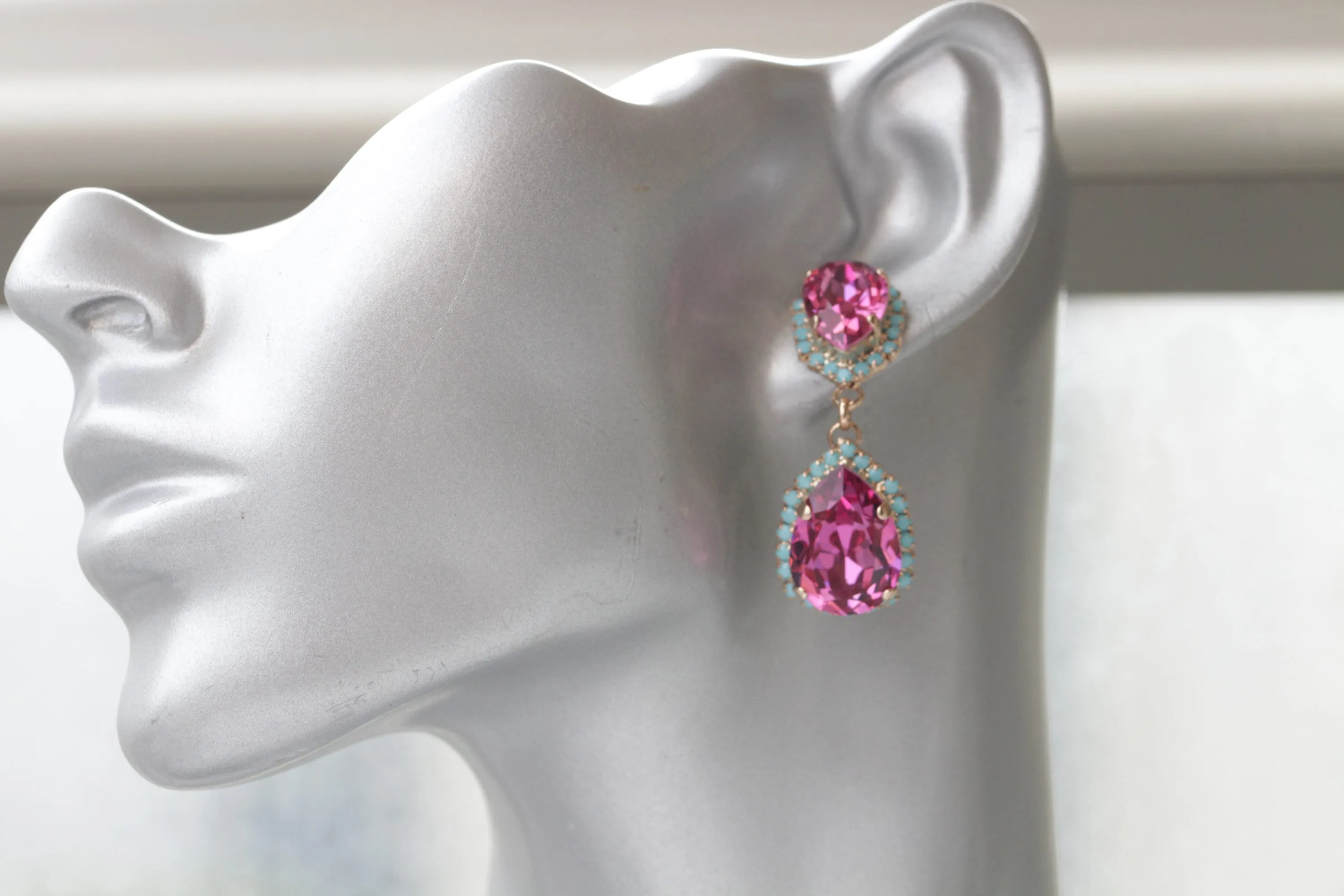 Pink turquoise earrings