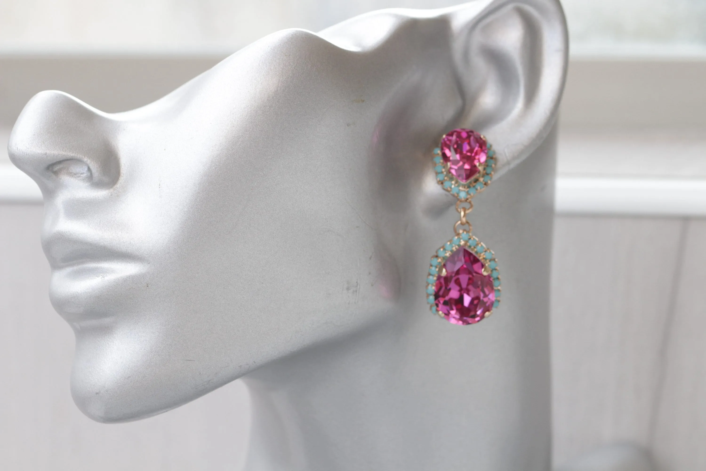 Pink turquoise earrings