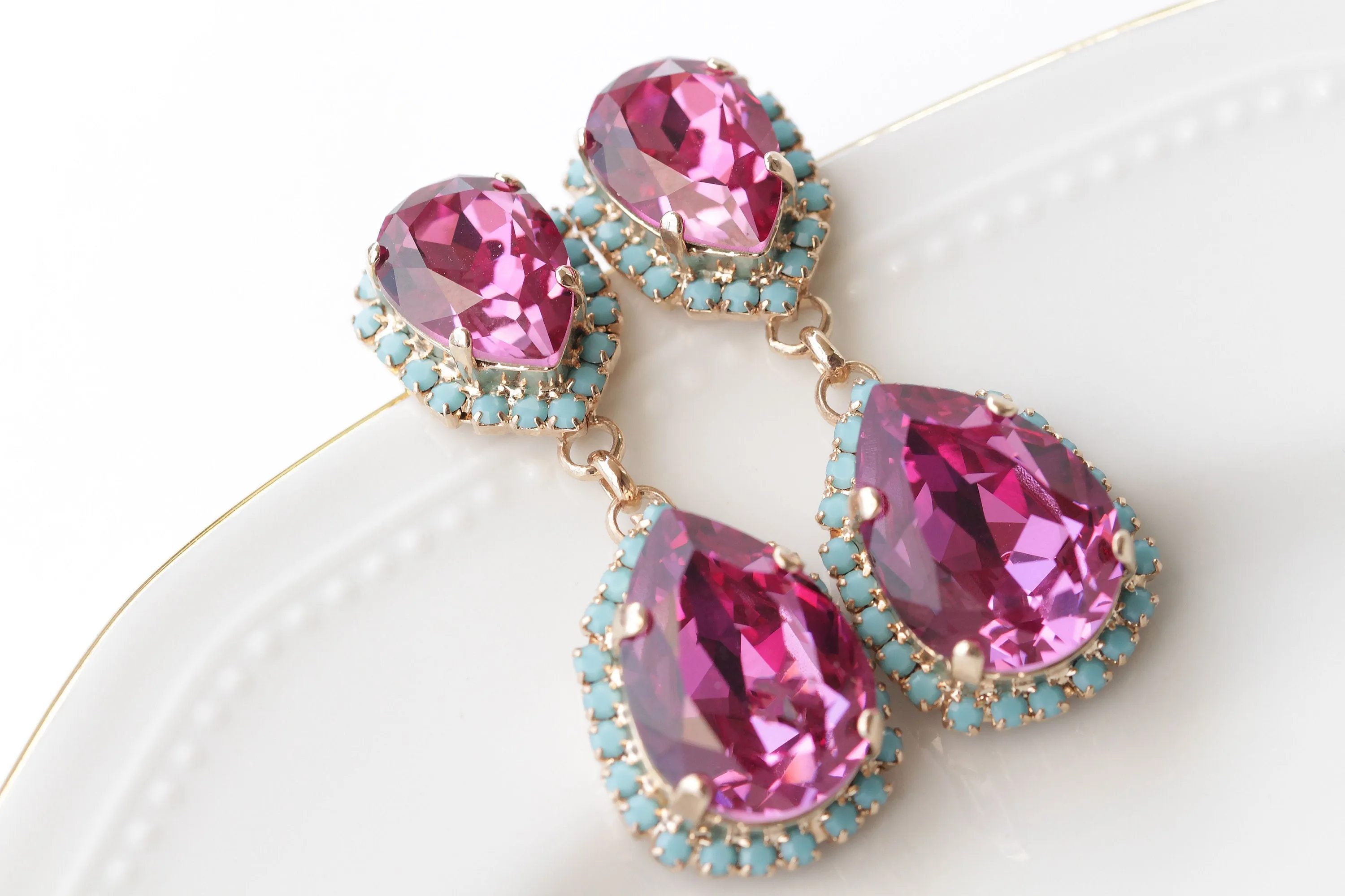 Pink turquoise earrings