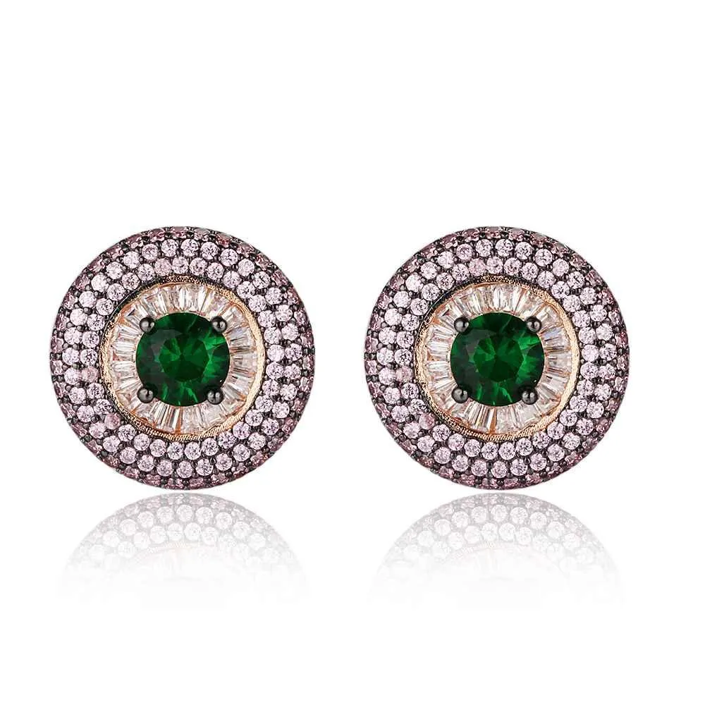 Promise Round Button Silver Earring With Stubbed Stones For Women