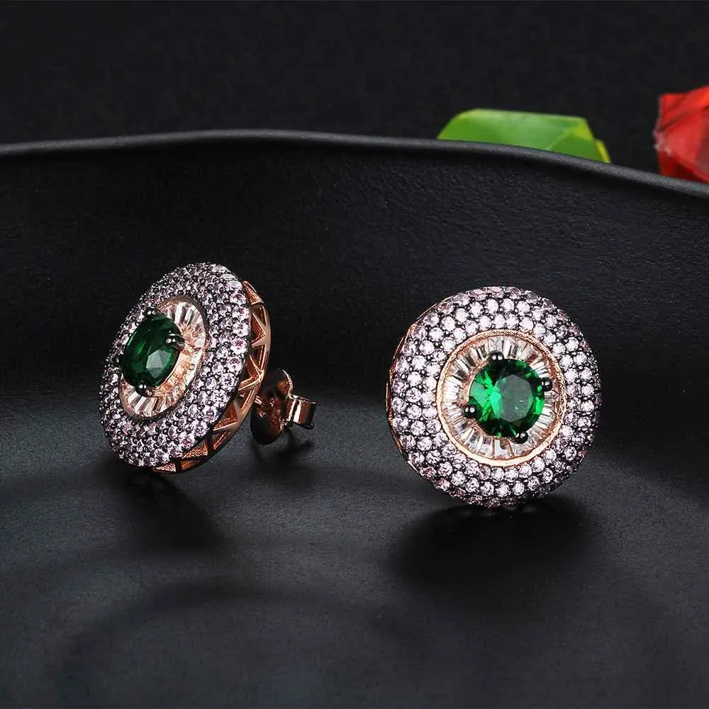 Promise Round Button Silver Earring With Stubbed Stones For Women