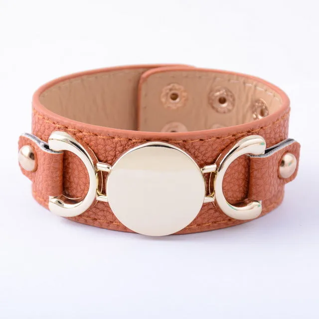 Rainbery 2017 Hot Selling Monogram Leather Cuff Bracelet Pulseras 3 Row Gold Color Multicolor Leather Bracelet For Women Men