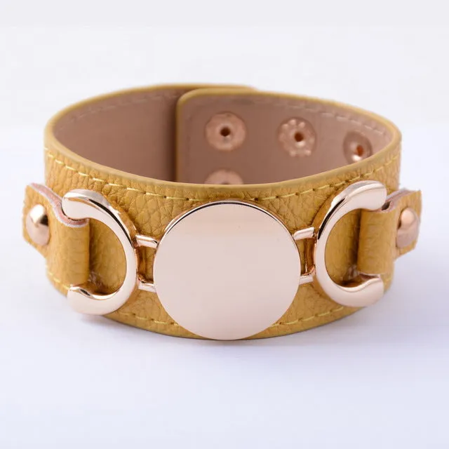 Rainbery 2017 Hot Selling Monogram Leather Cuff Bracelet Pulseras 3 Row Gold Color Multicolor Leather Bracelet For Women Men