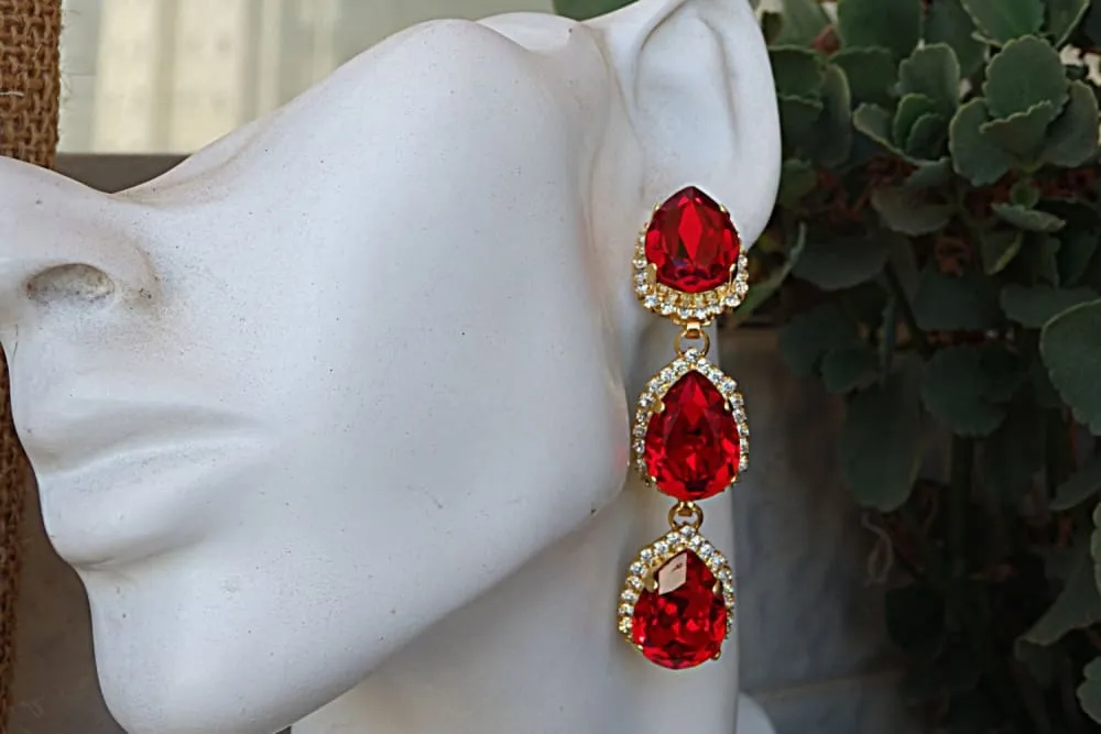 Ruby chandelier Earrings