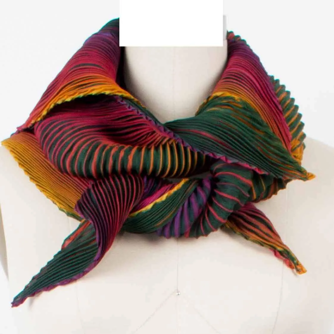 Shibori Silk Zigzag Scarf in Evergreen Purple and Orange by Cathayana