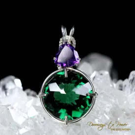 Siberian Green Quartz & Amethyst Radiant Heart Crystal Pendant