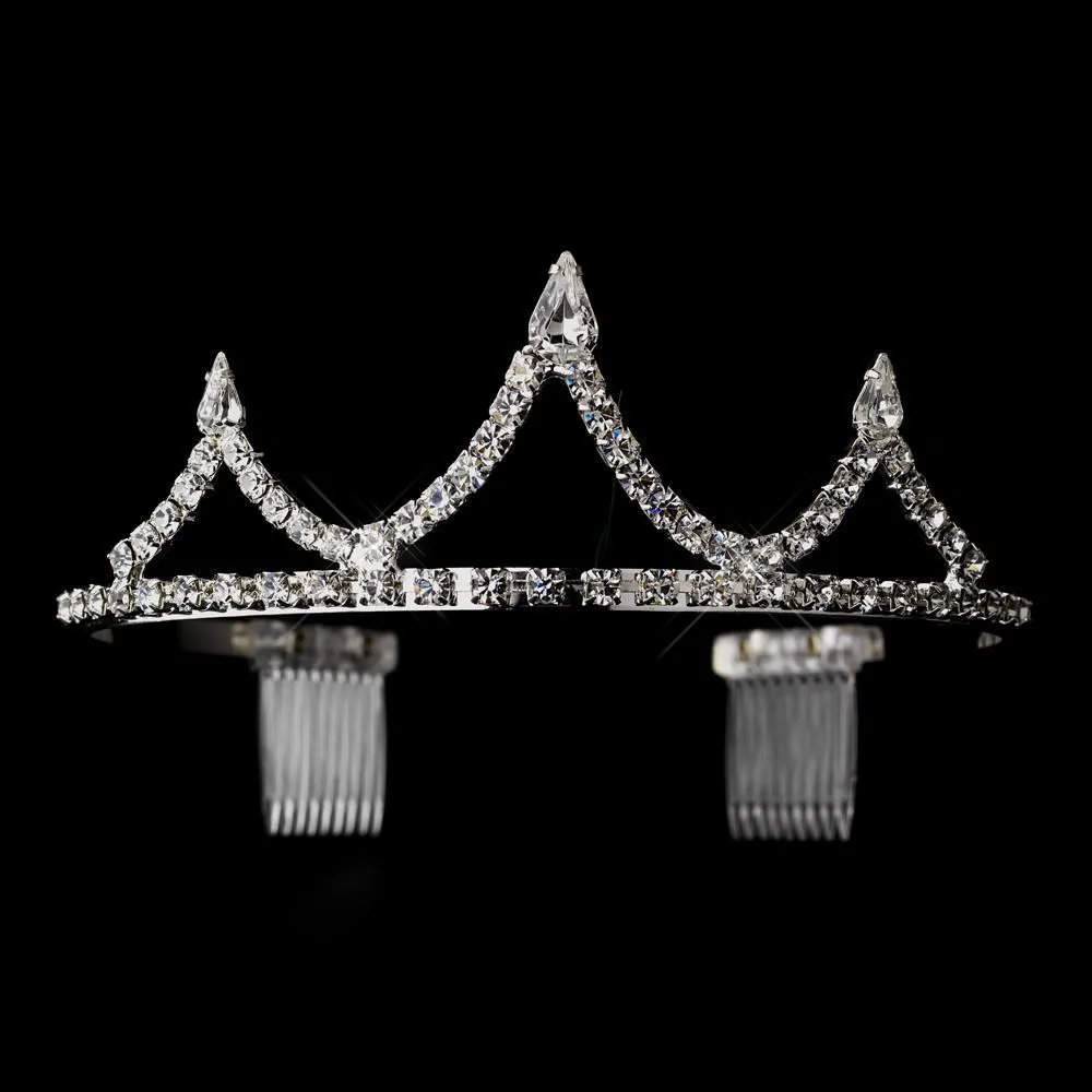 Silver Crystal Inverted Teardrop Tiara Headpiece