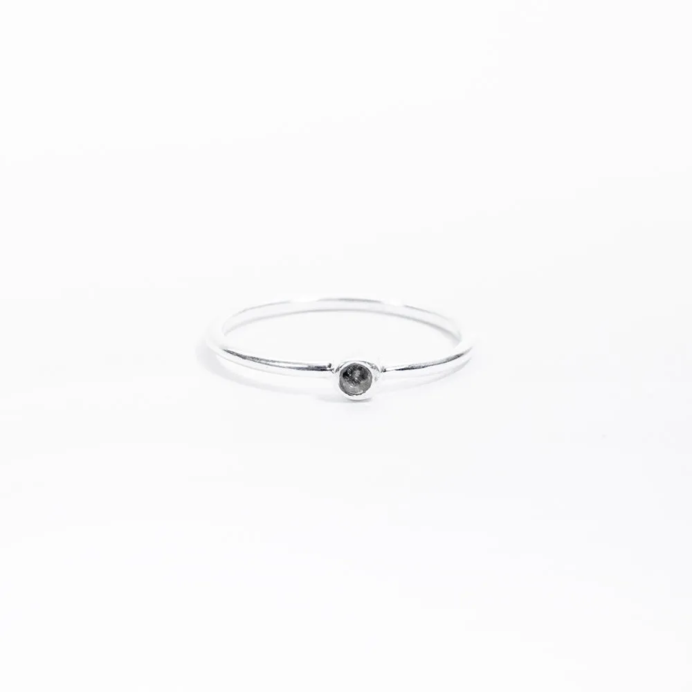 Small Round Silver Stone Ring