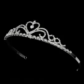 Sweet Bridal Crystal Heart Tiara Crown