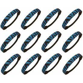 Teal Zebra Glitter Headbands - 12 Pack