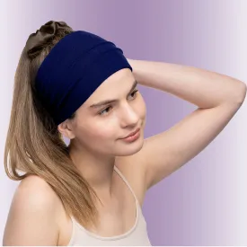 Women's Headbands Cotton Jersey 5" Wide Yoga Fitness Fashion Made in the USA Navy