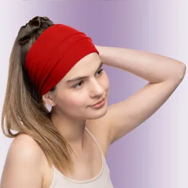 Women's Headbands Cotton Jersey 5" Wide Yoga Fitness Fashion Made in the USA Red